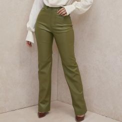 4Pcs Womens Leather Casual Straight Leg Pants