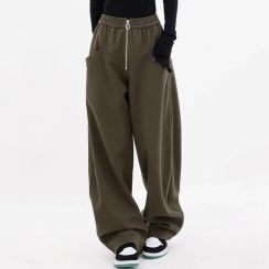3Pcs Womens Hip Hop Wide Leg Pants with Big Pockets